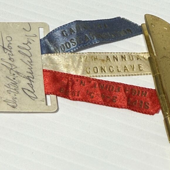 Vintage Collectible Pin 1938 Moose Lodge Ribbon Badge WWII Era Fraternal - Picture 5 of 10